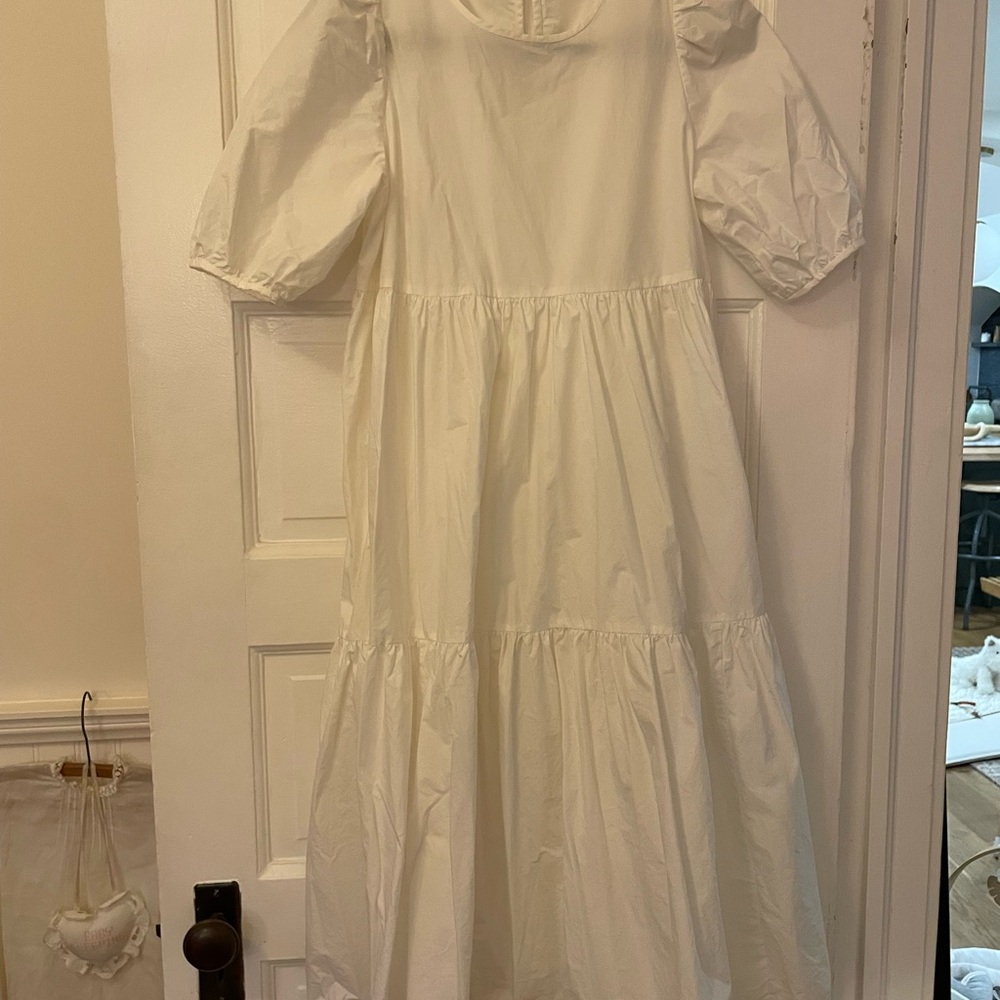 Aritzia Wilfred Elegant White Puff Sleeve Dress